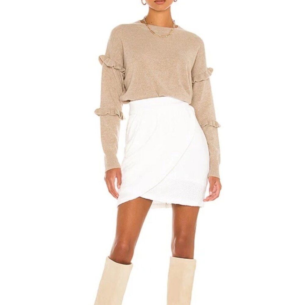 Amanda Uprichard Voila Skirt Ivory mini Extra Small XS tweed boucle faux wrap